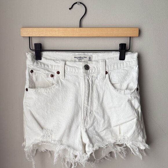 Abercrombie & Fitch Pants - Abercrombie & Fitch The Cutoff Short High Rise White Raw Hem